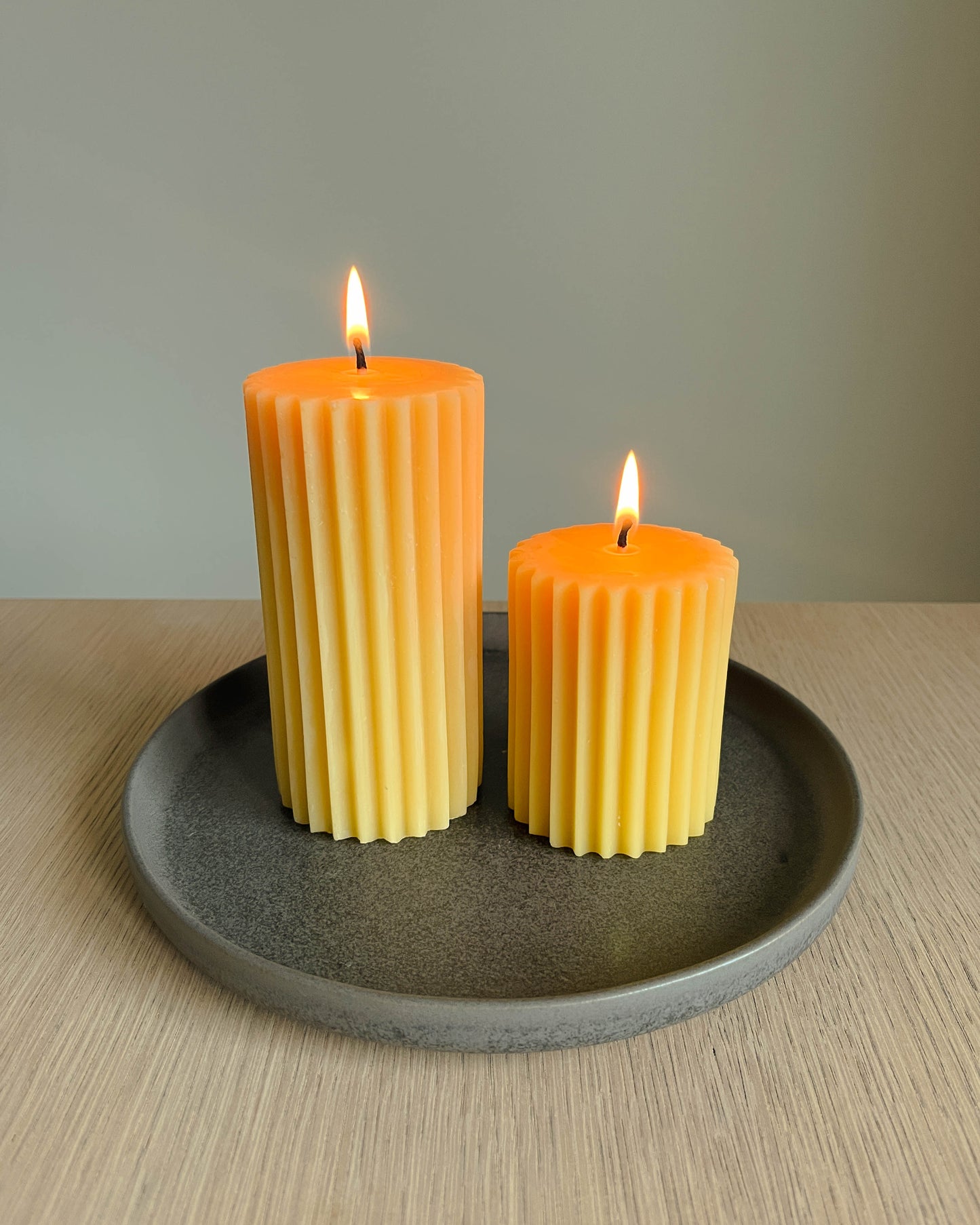 Beeswax Fluted Pillar Candle
