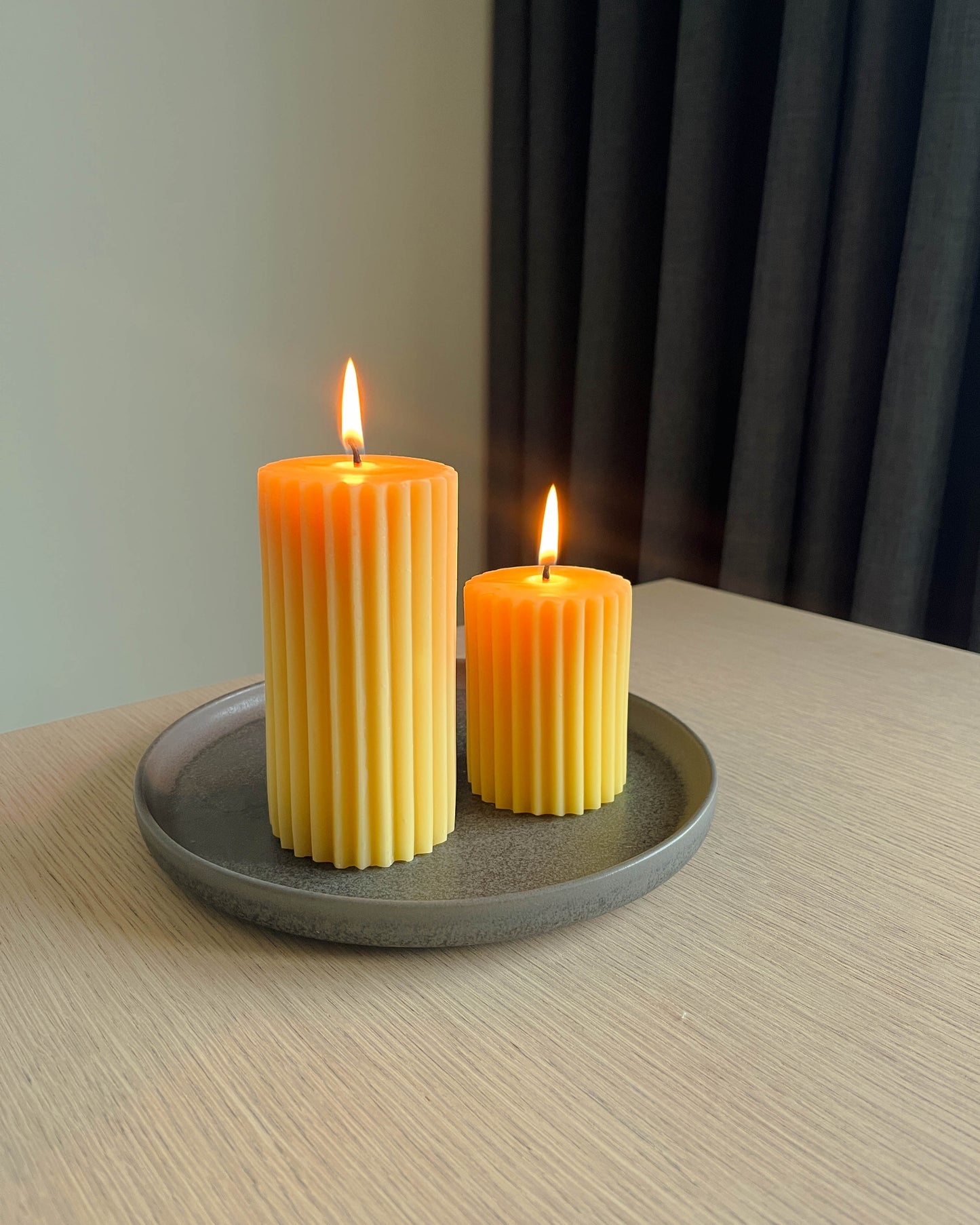 Beeswax Fluted Candle Set
