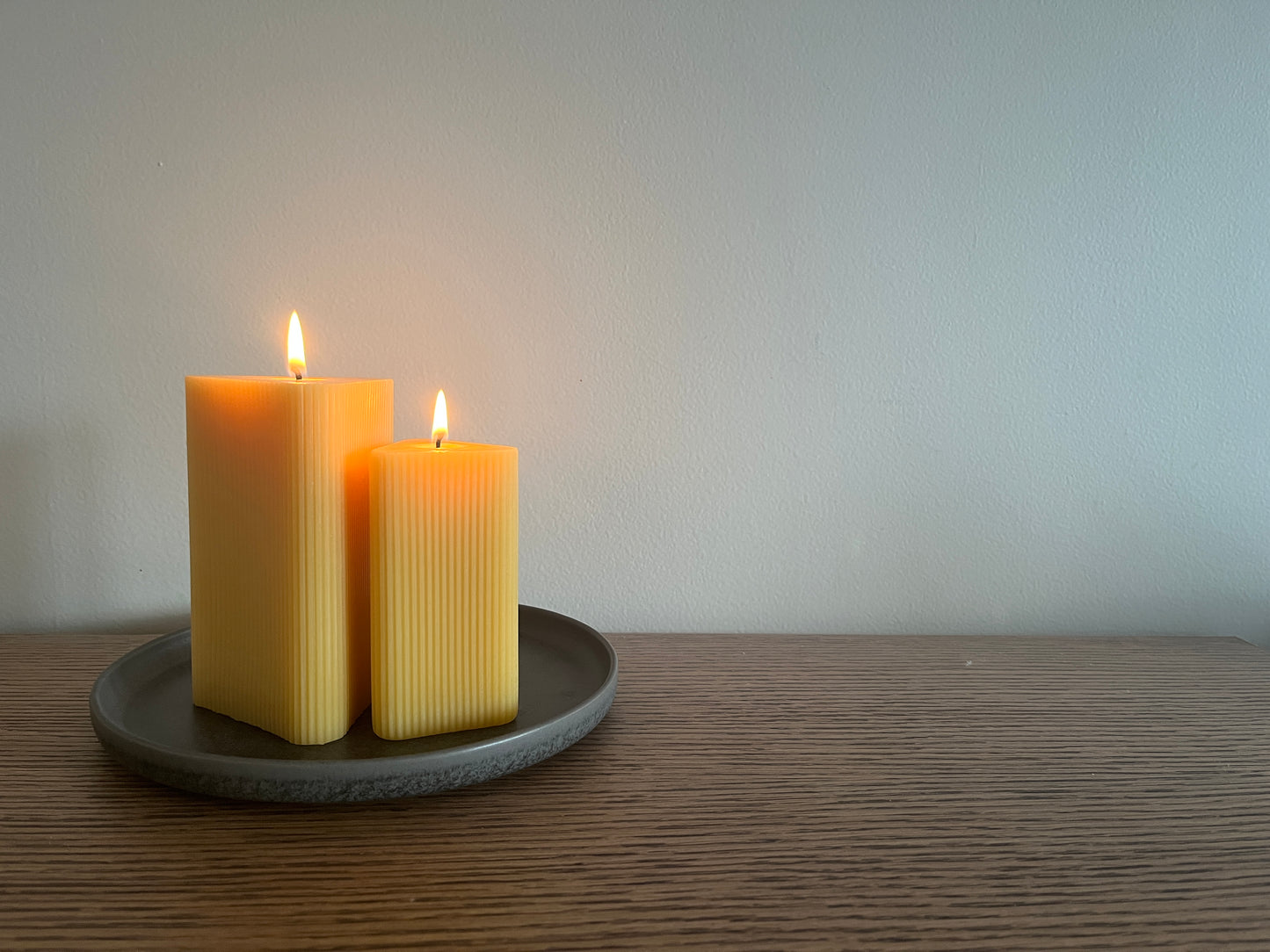 Beeswax Triangular Pillar Candle Set