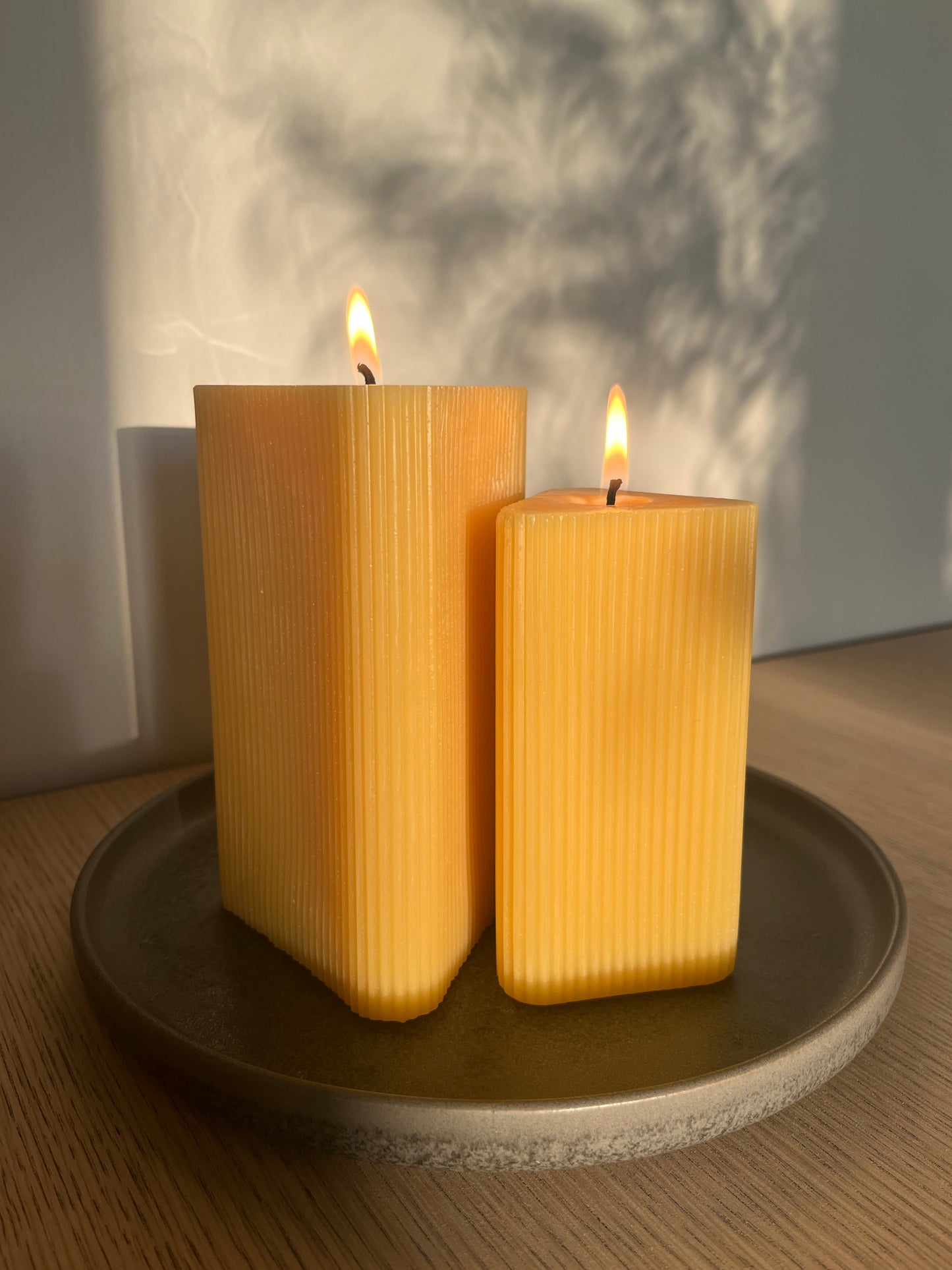 Beeswax Triangular Pillar Candle Set