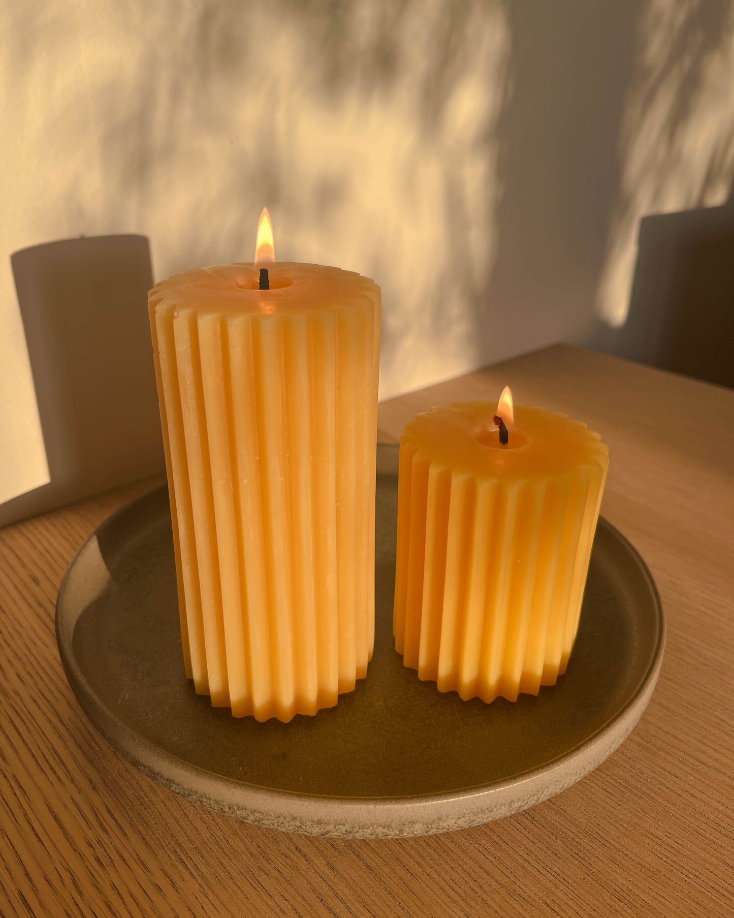 Beeswax Fluted Pillar Candle