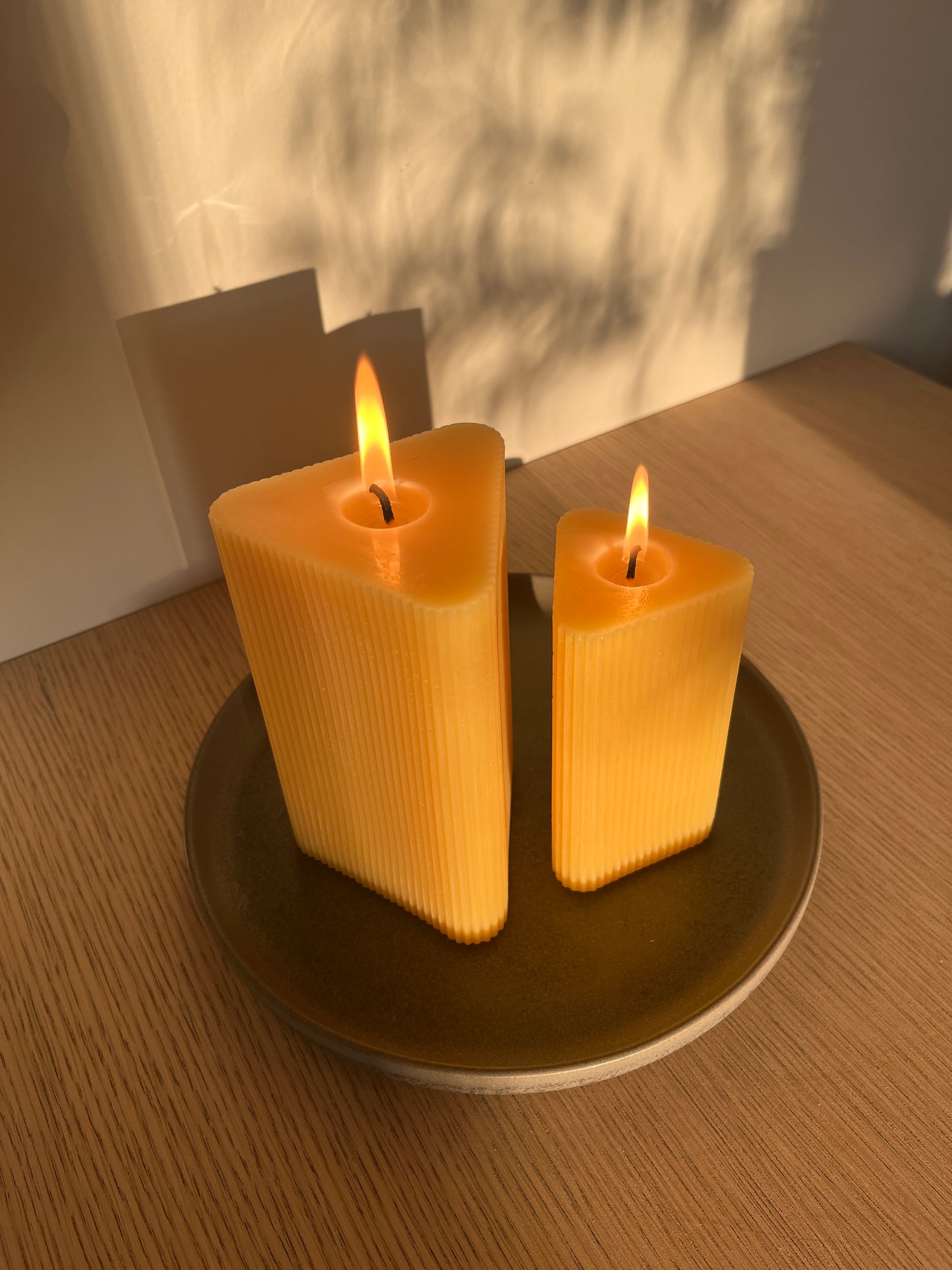 Beeswax Triangular Pillar Candle Set