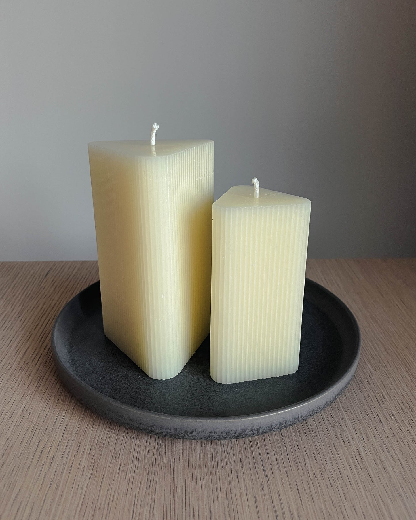 Beeswax Triangular Pillar Candle Set
