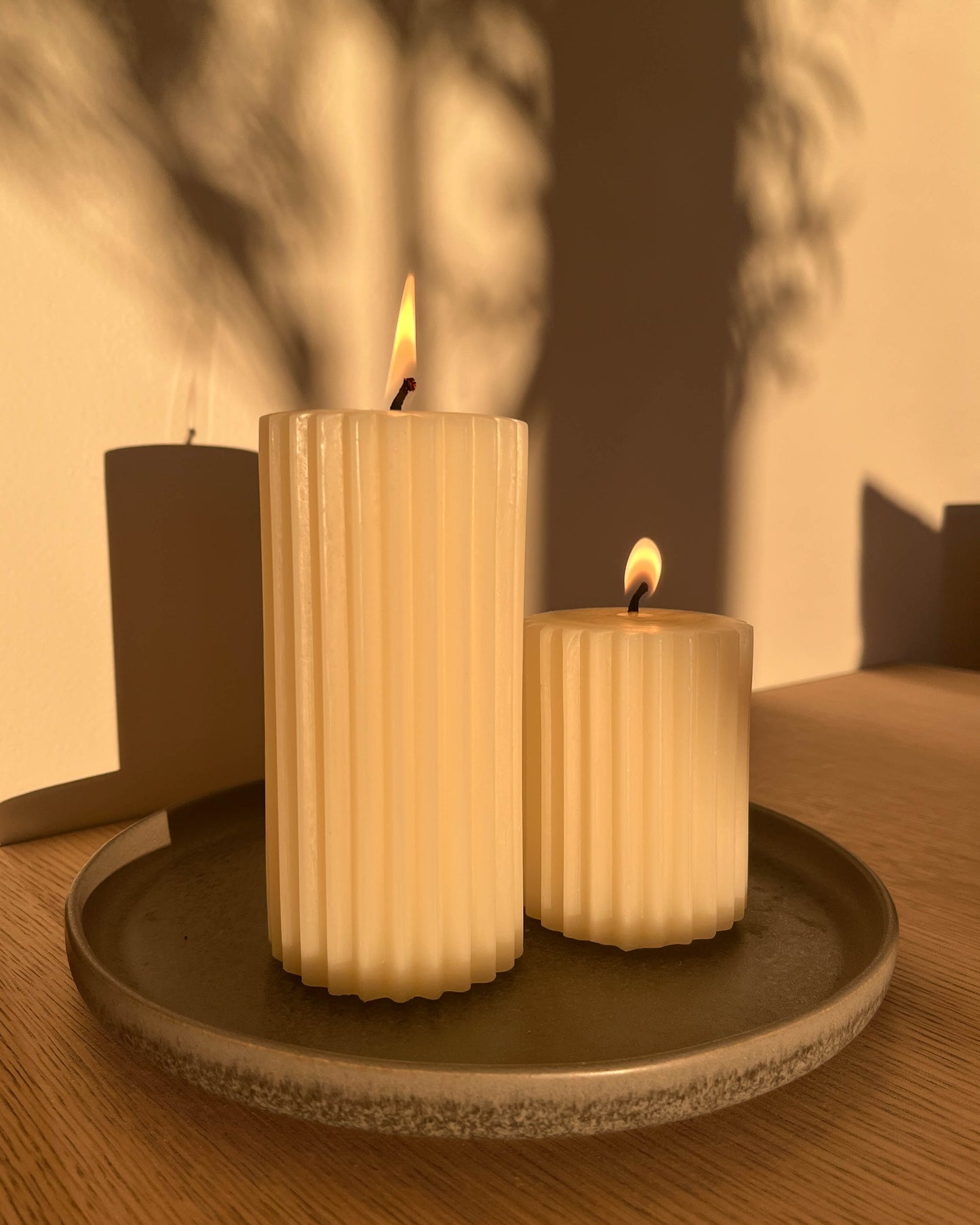 Beeswax Fluted Pillar Candle