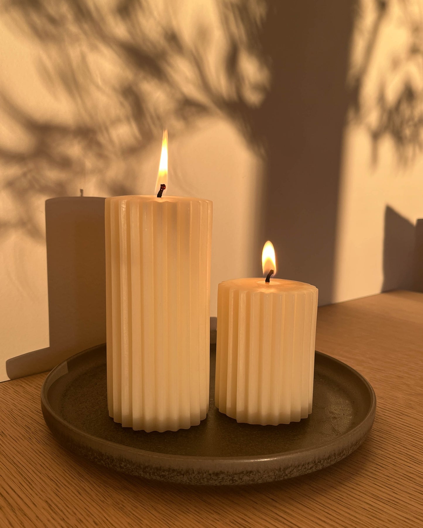 Beeswax Fluted Candle Set