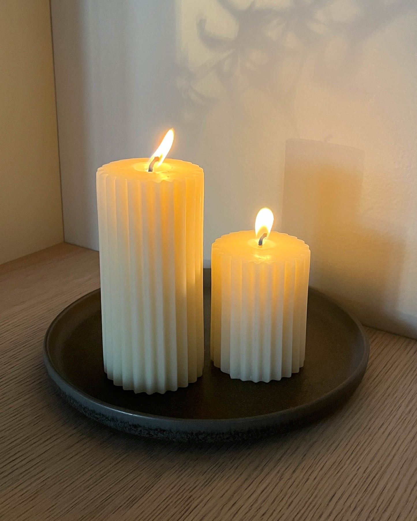 Beeswax Fluted Candle Set