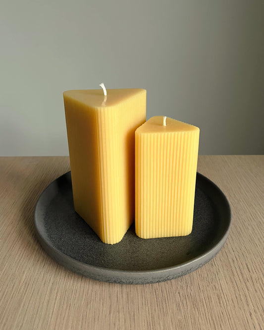 Beeswax Triangular Pillar Candle Set