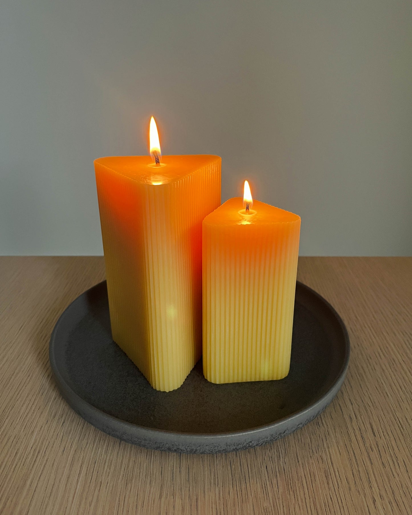 Beeswax Triangular Pillar Candle Set