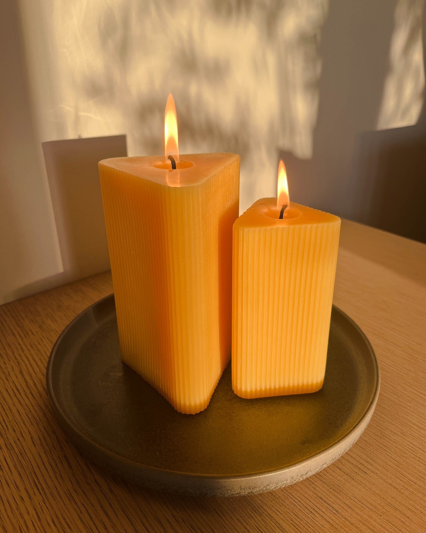 Beeswax Triangular Pillar Candle