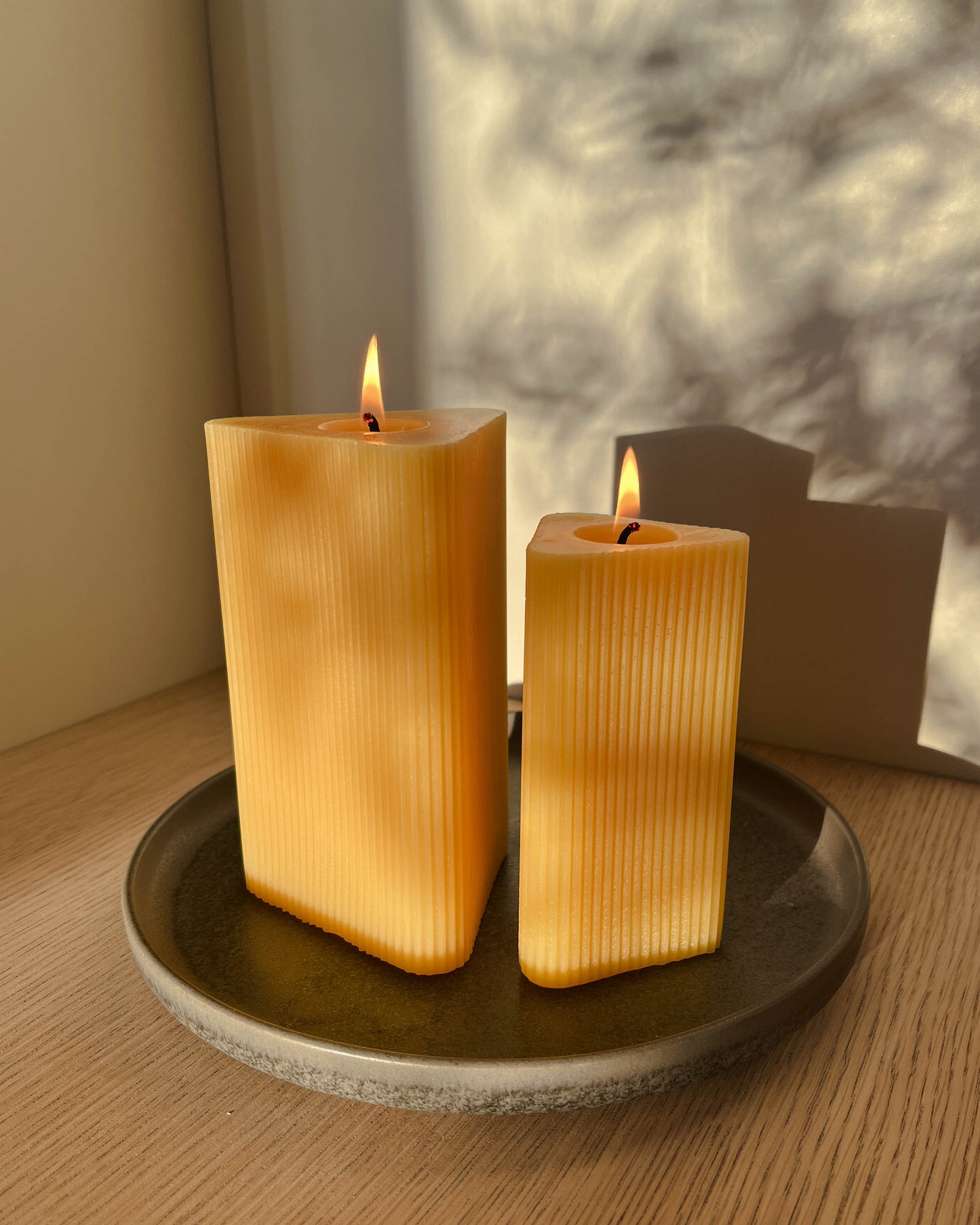 Beeswax Triangular Pillar Candle