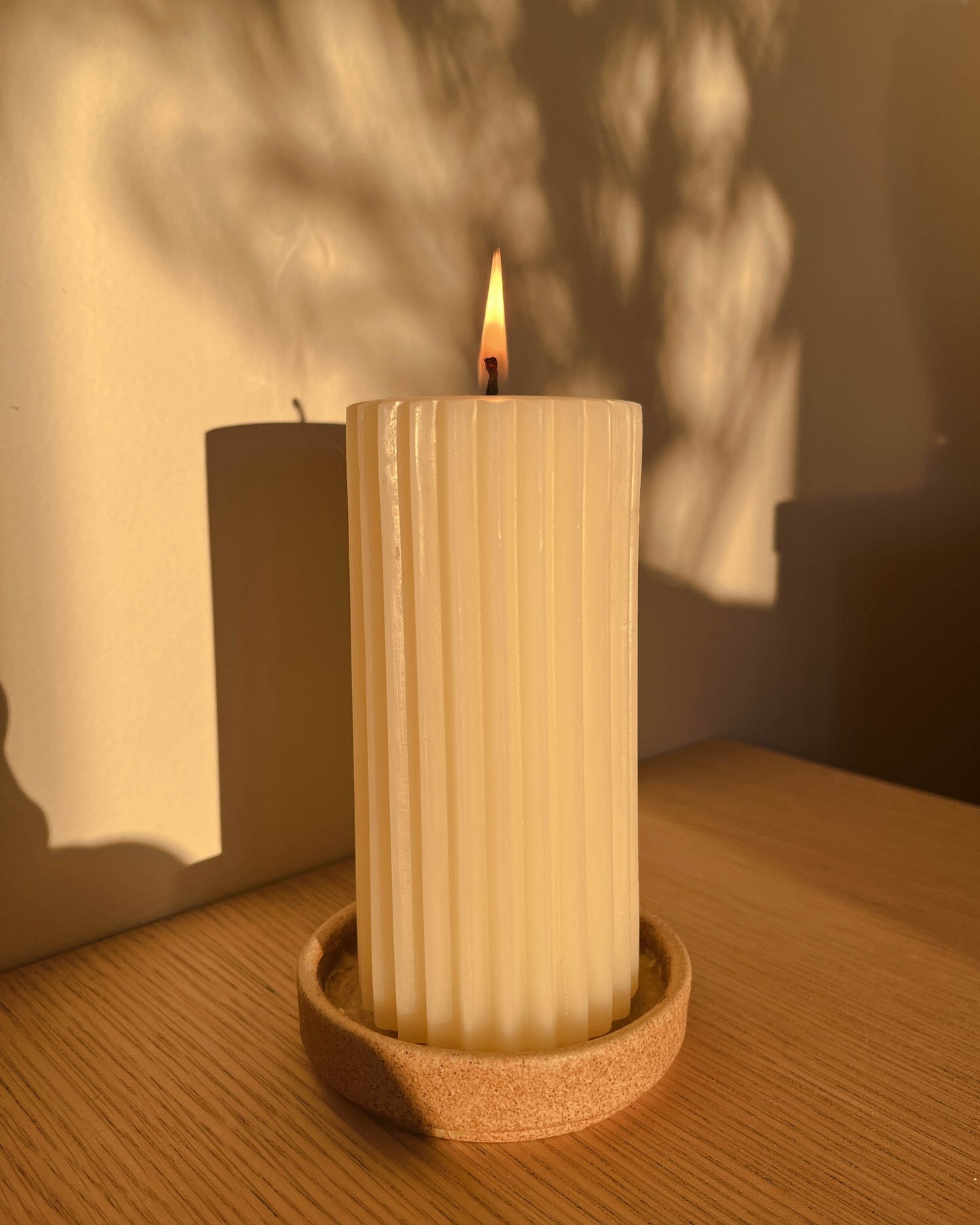 Beeswax Fluted Pillar Candle