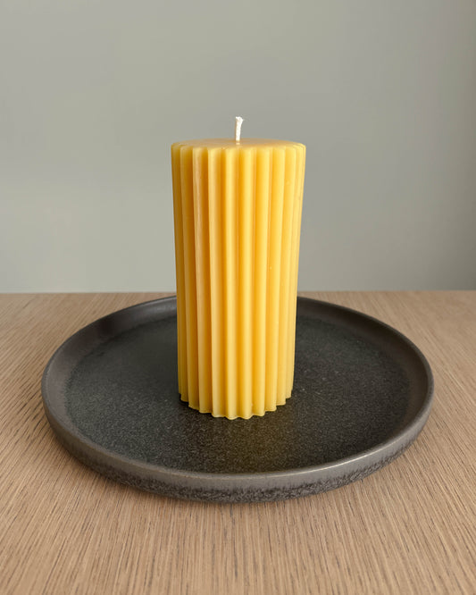 Beeswax Fluted Pillar Candle