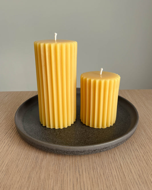 Beeswax Fluted Candle Set
